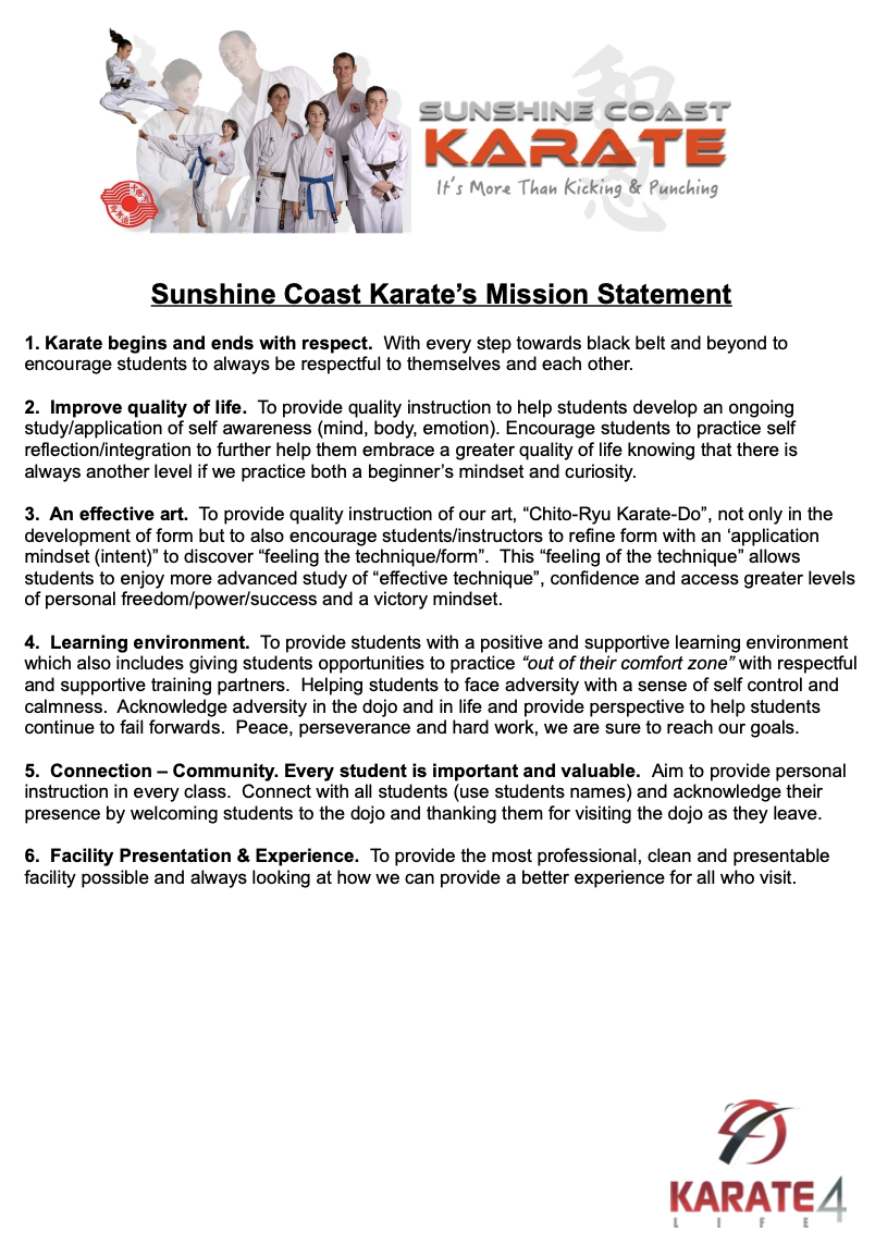 Mission Statement Karate 4 Life